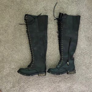 Jeffrey Campbell over the knee combat boots